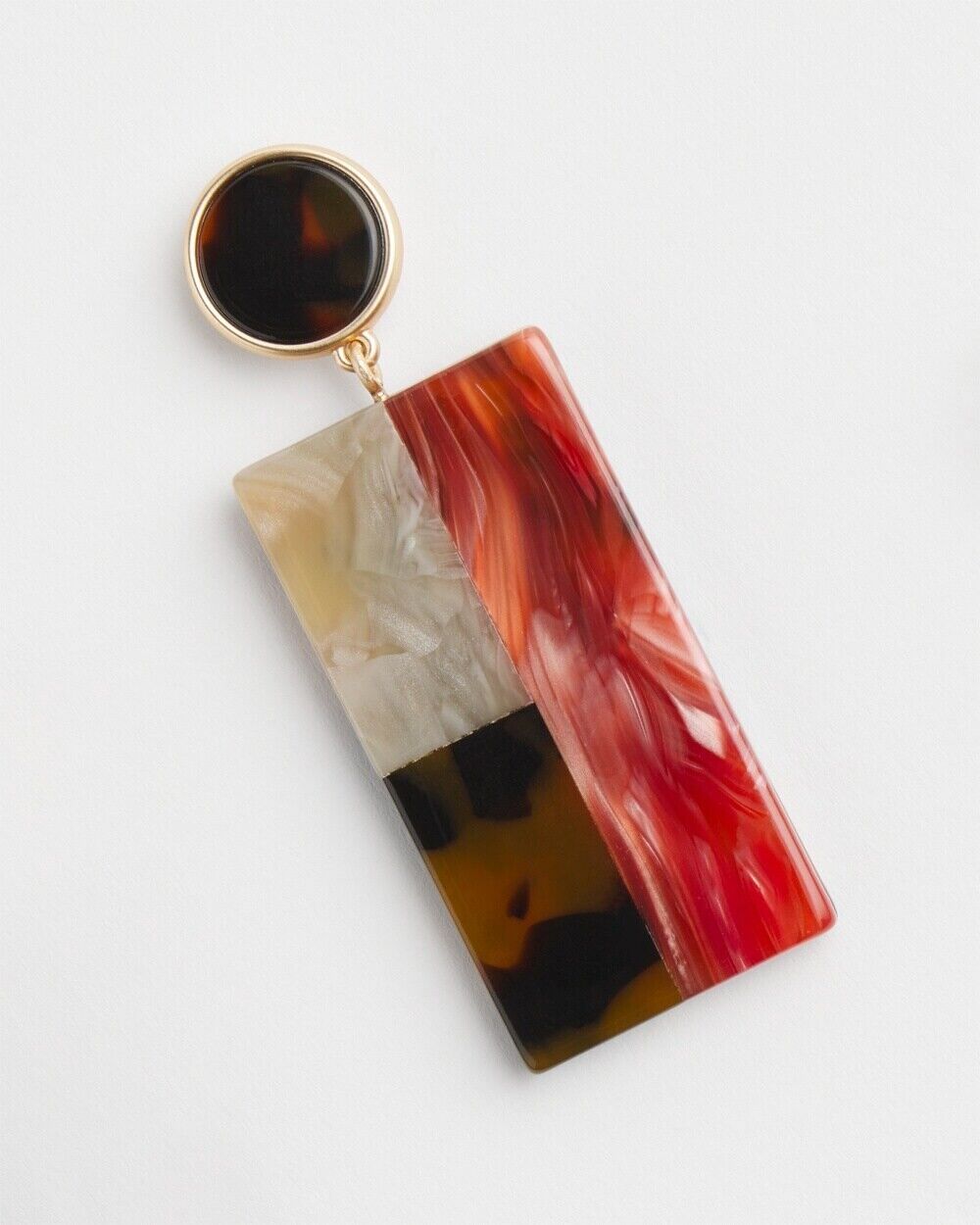 CHICO'S NO DROOP ORANGE MARBLE RESIN EARRINGS