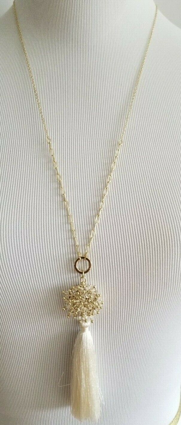 ANN TAYLOR STARBURST BEADED TASSEL NECKLACE