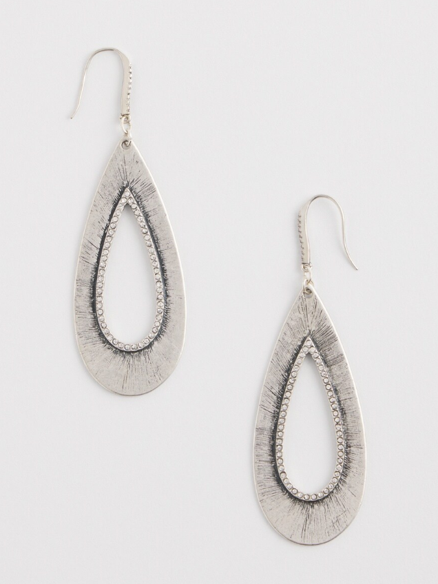 CHICO'S NO DROP U2122 SILVER TONE TEARDROP EARRINGS