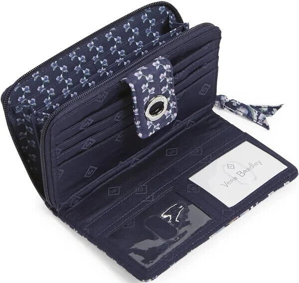 Vera Bradley RFID Cotton Turnlock Wallet, Perennial Buds