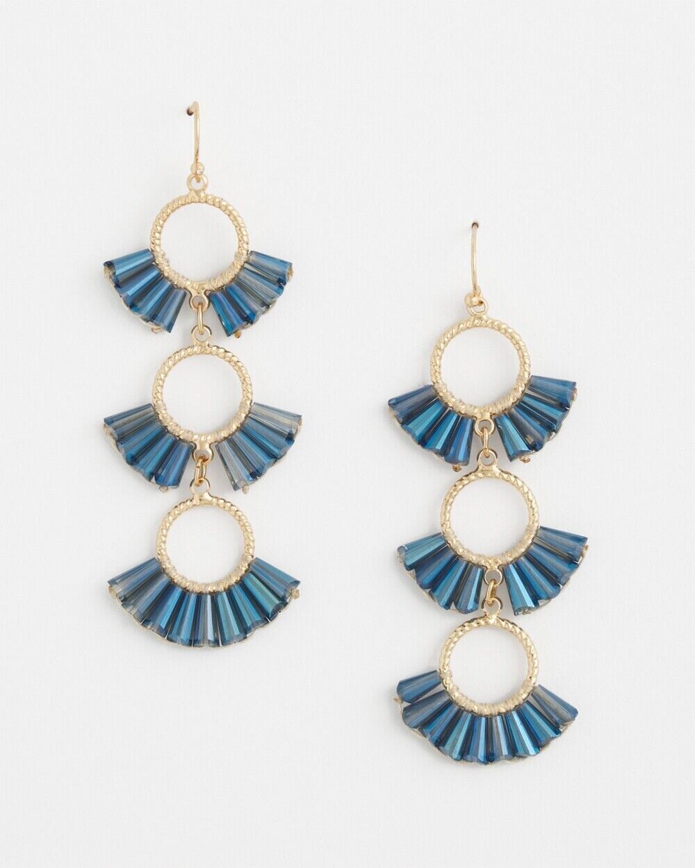 CHICO'S NO DROOP BLUE TRIPLE DROP EARRINGS
