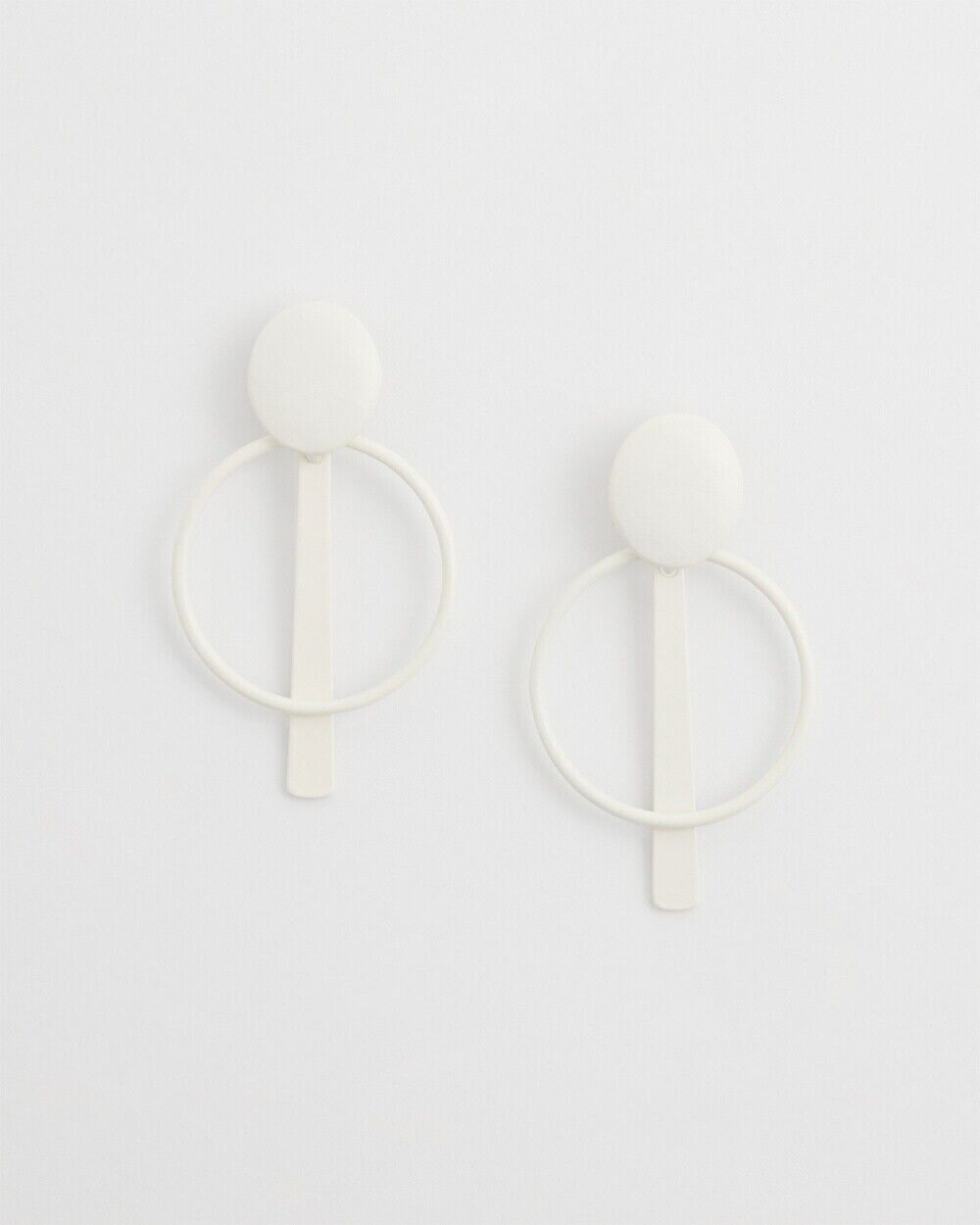 CHICO'S WHITE CLIP-ON DROP HOOPS EARRINGS