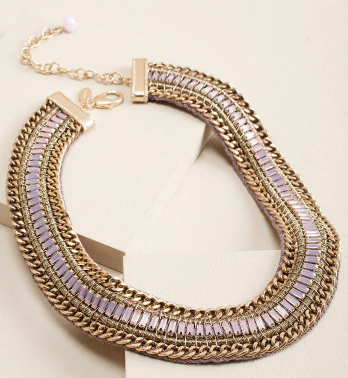 CHICO'S PINK BAGUETTE BIB NECKLACE