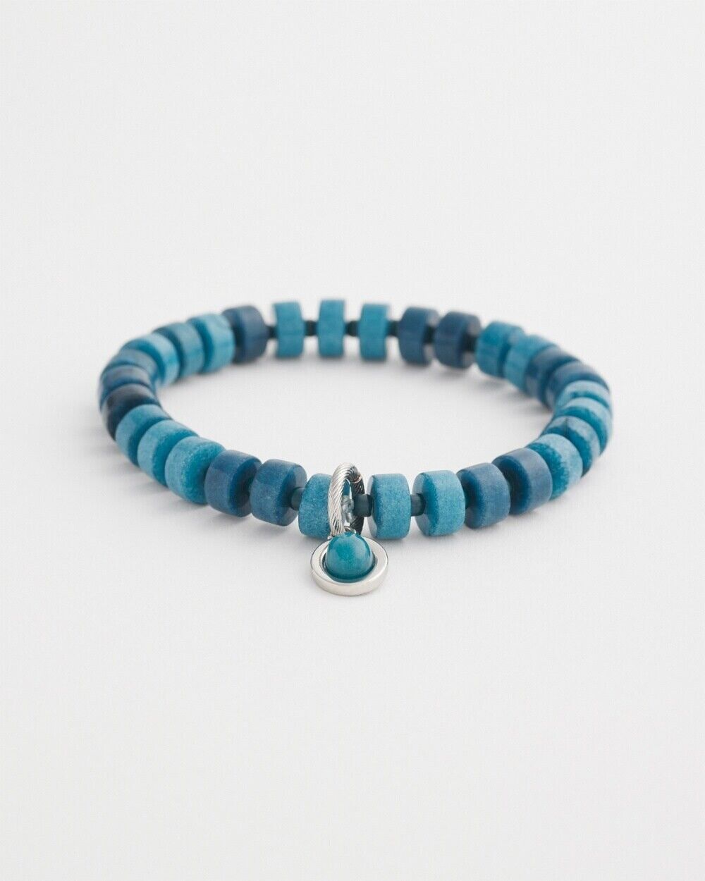 CHICO'S BLUE AGATE DROP OFF STRETCH BRACELET