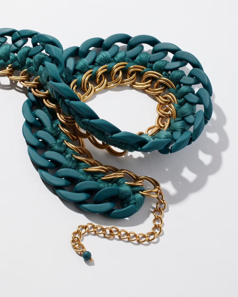CHICO' S TEAL LINKS COLLAR NECKLACE