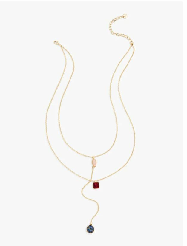 TALBOTS SEMI PRECIOUS LAYERED NECKLACE