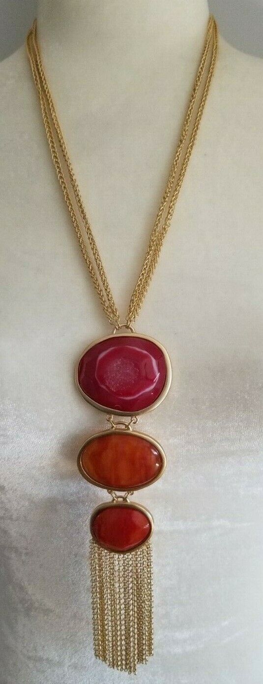 CHICO'S WARM-TONE TRIPLE-PENDANT NECKLACE
