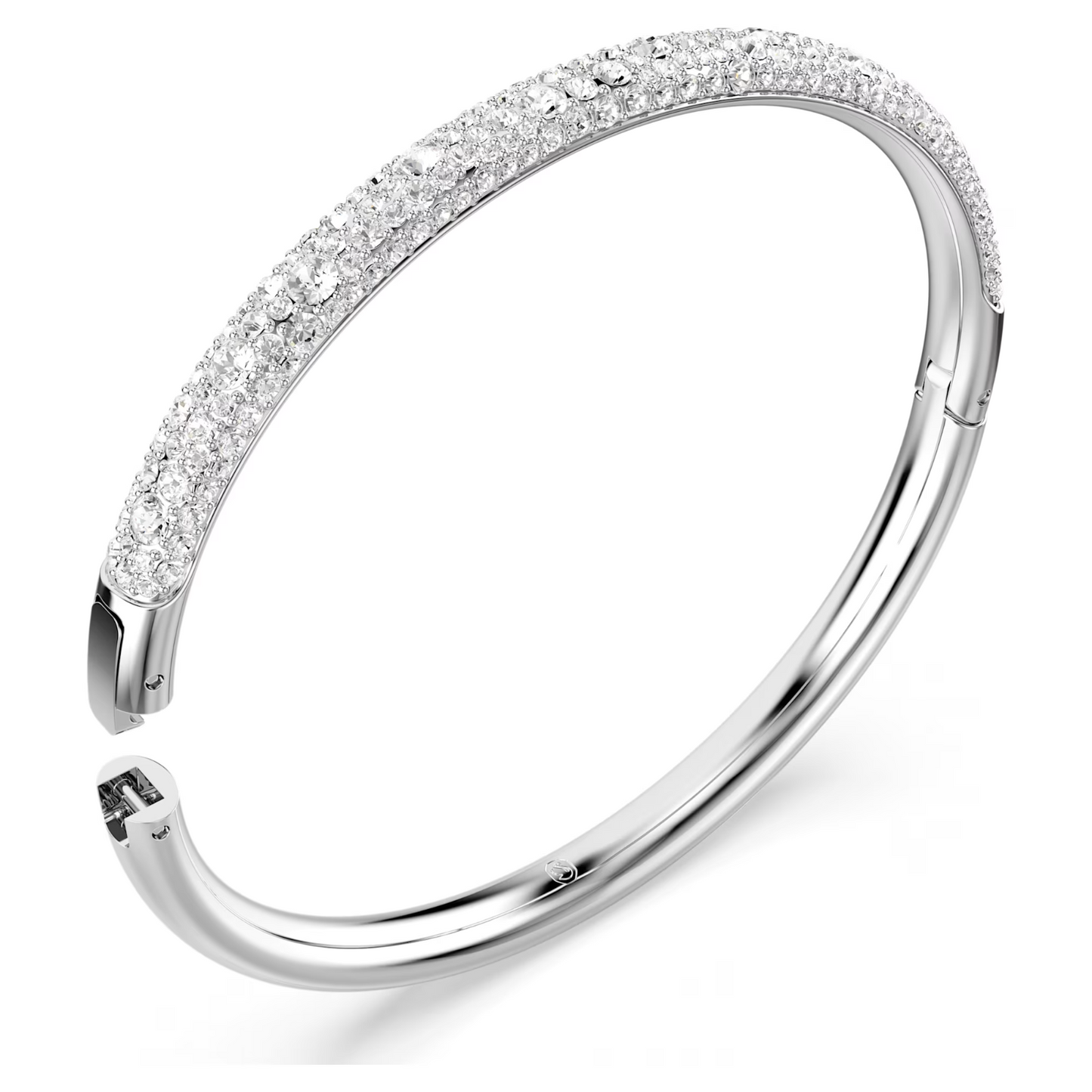 Swarovski Meteora bangle Snow pavé, White, Rhodium plated