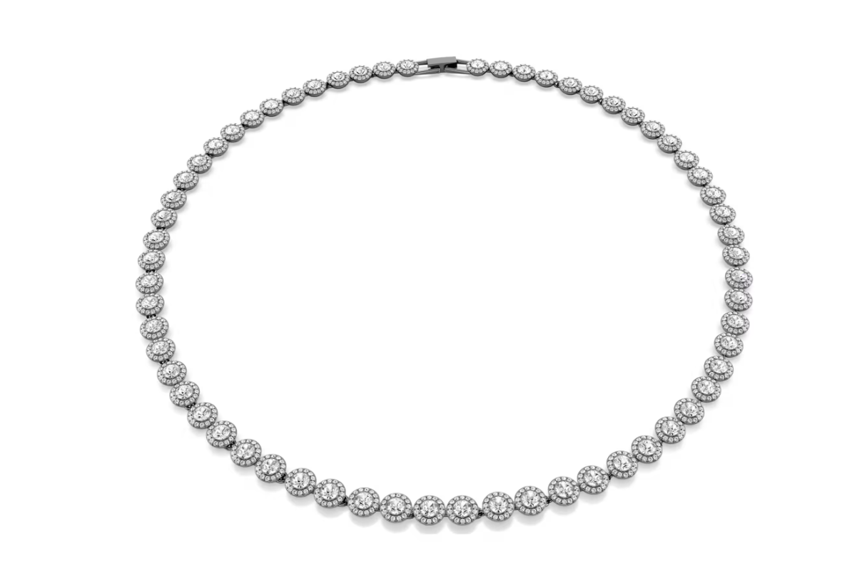Swarovski Una Angelic necklace Round cut, Long, White, Ruthenium plated