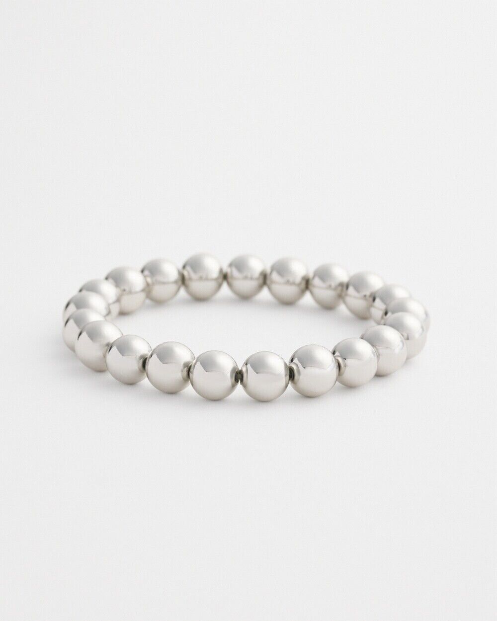 CHICO'S LARGE BEADED SILVER TONE STRETCH BRACELET
