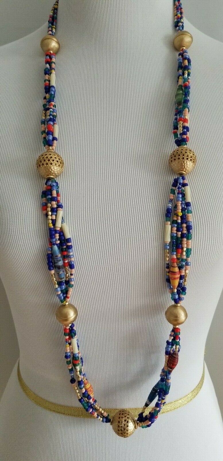 CHICO'S LONG BEADED MULTI-COLOR SINGLE-STRAND NECKLACE