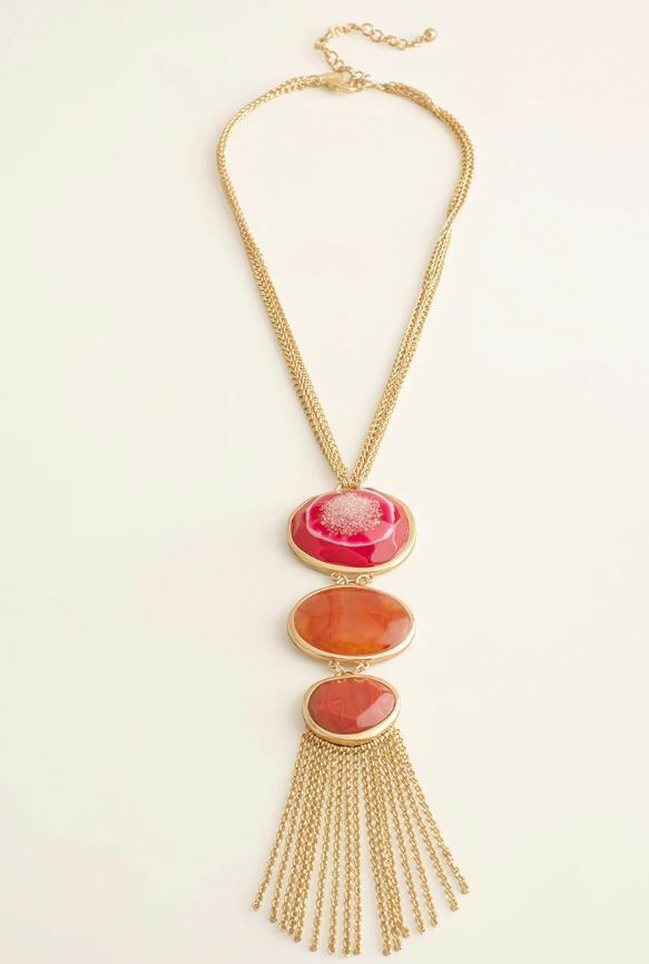 CHICO'S WARM-TONE TRIPLE-PENDANT NECKLACE