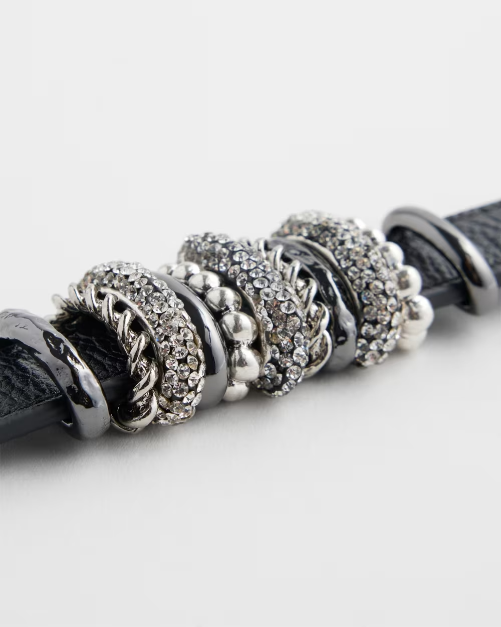 CHICO'S SILVER TONE LEATHER BRACELET