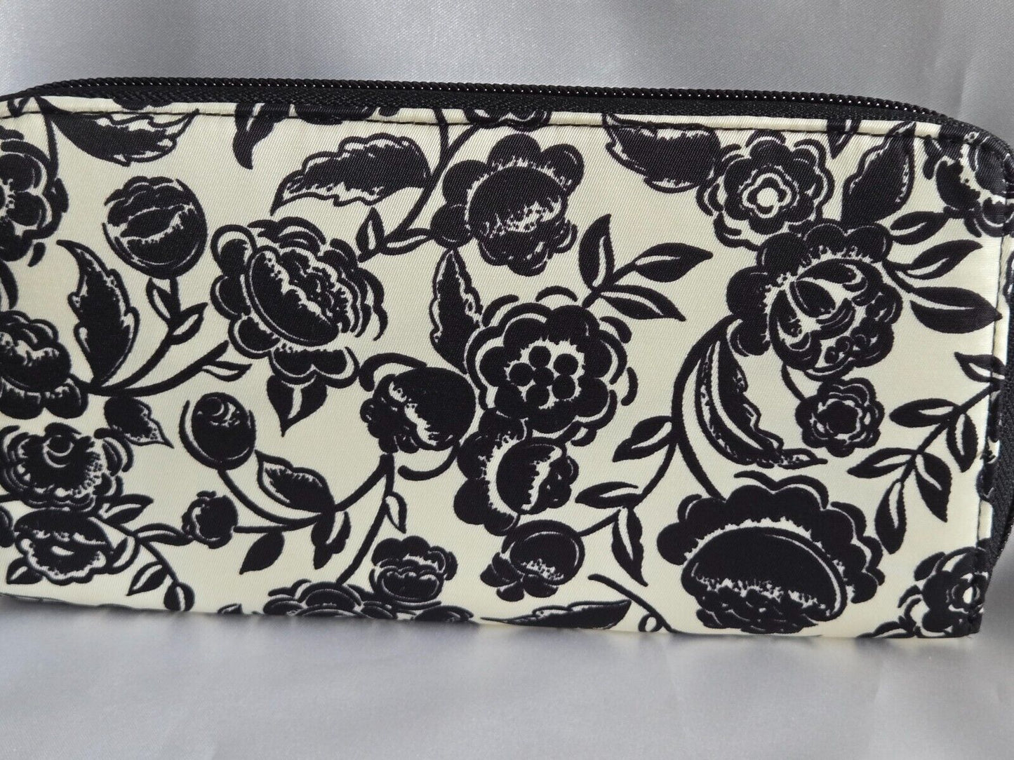 Vera Bradley Continental Wallet, Bubbly Flowers Black in Nylon Twill