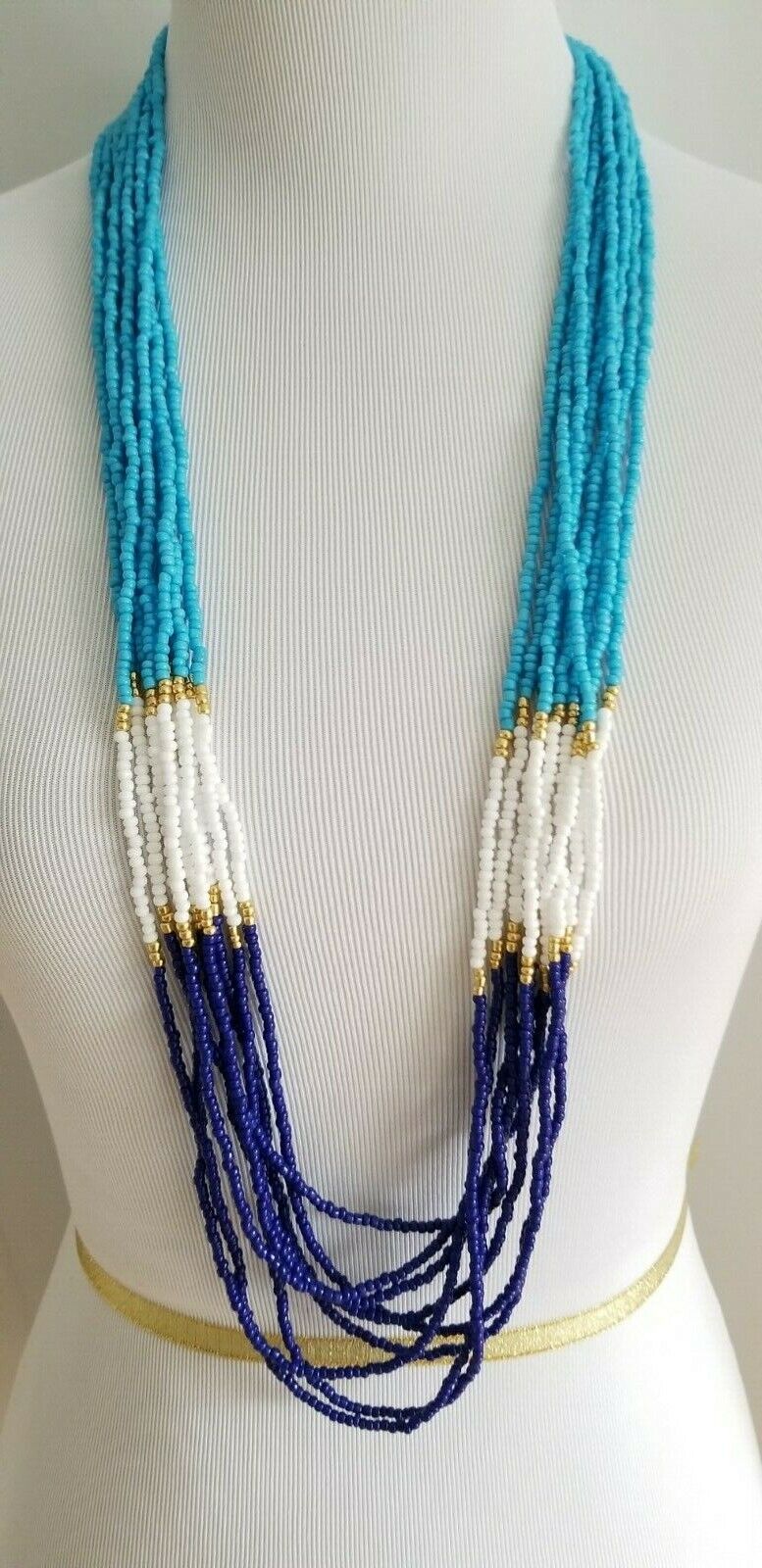 TALBOTS LONG MULTI-STRAND BEADED NECKLACE