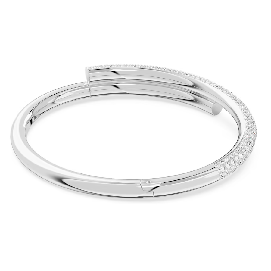 Swarovski Dextera Bangle Magnetic closure, White, Rhodium plated