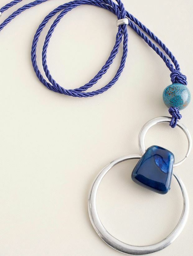 CHICO'S BLUE CONVERTIBLE GEOMETRIC PENDANT NECKLACE