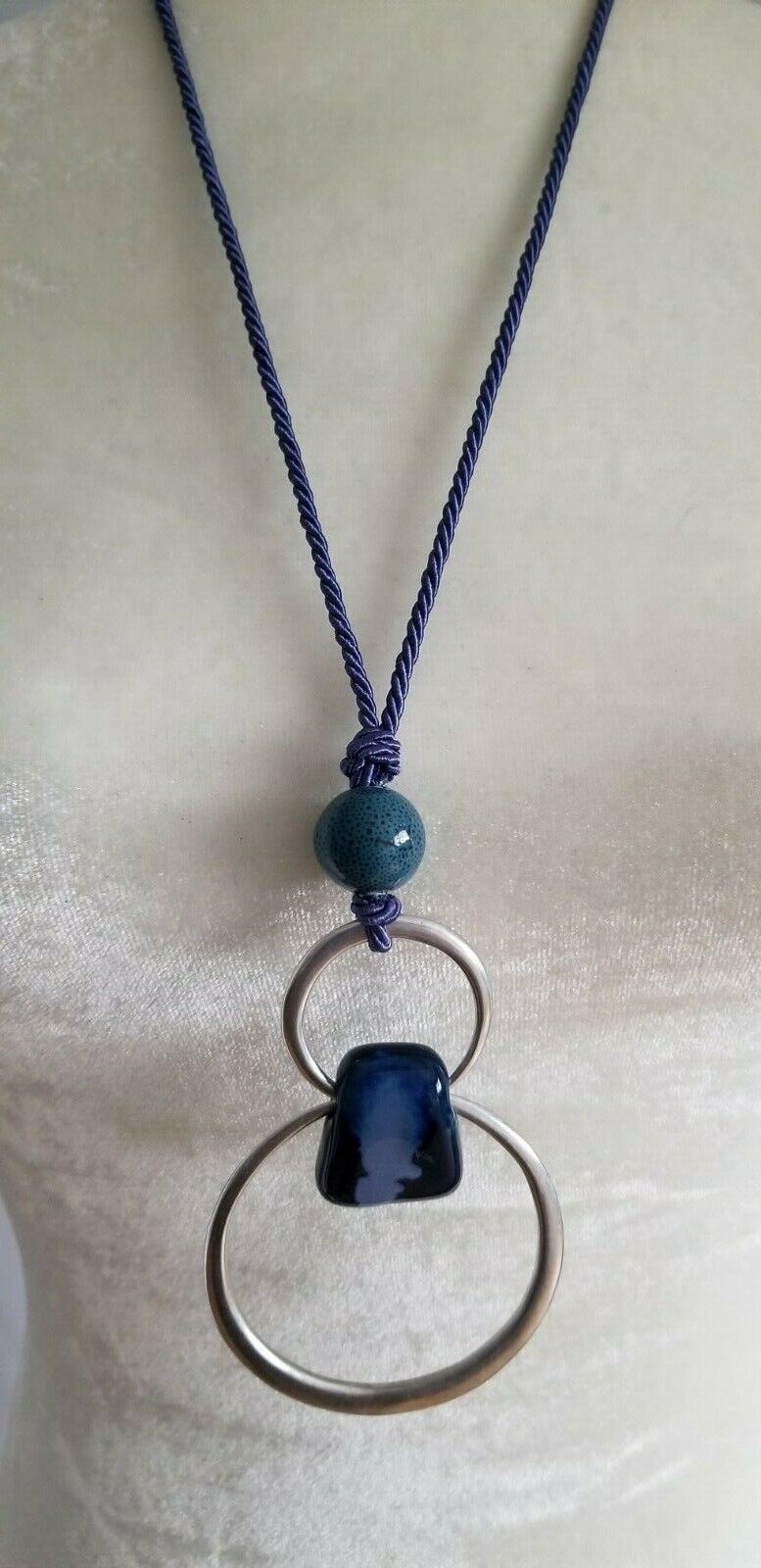 CHICO'S BLUE CONVERTIBLE GEOMETRIC PENDANT NECKLACE