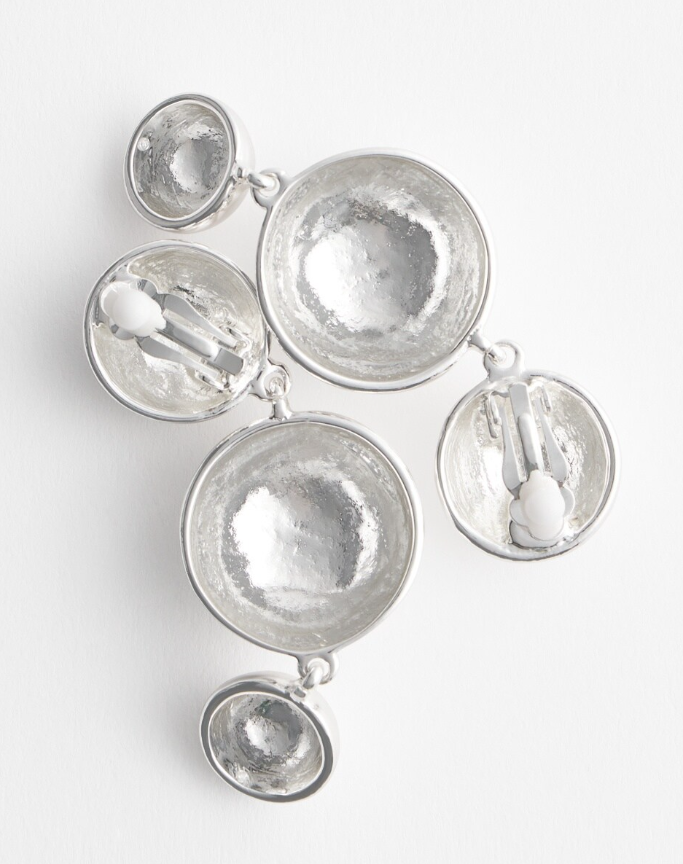 CHICO'S SILVER DROP CLIP-ON EARRINGS
