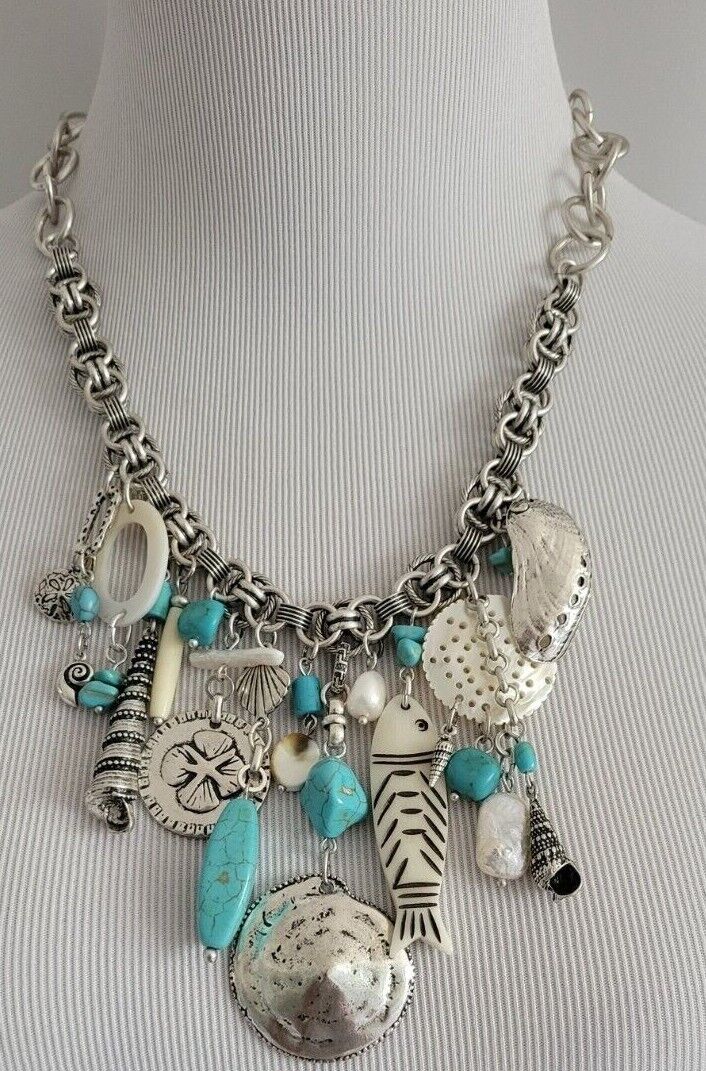 CHICO'S SEASHELL CHARM BIB NECKLACE