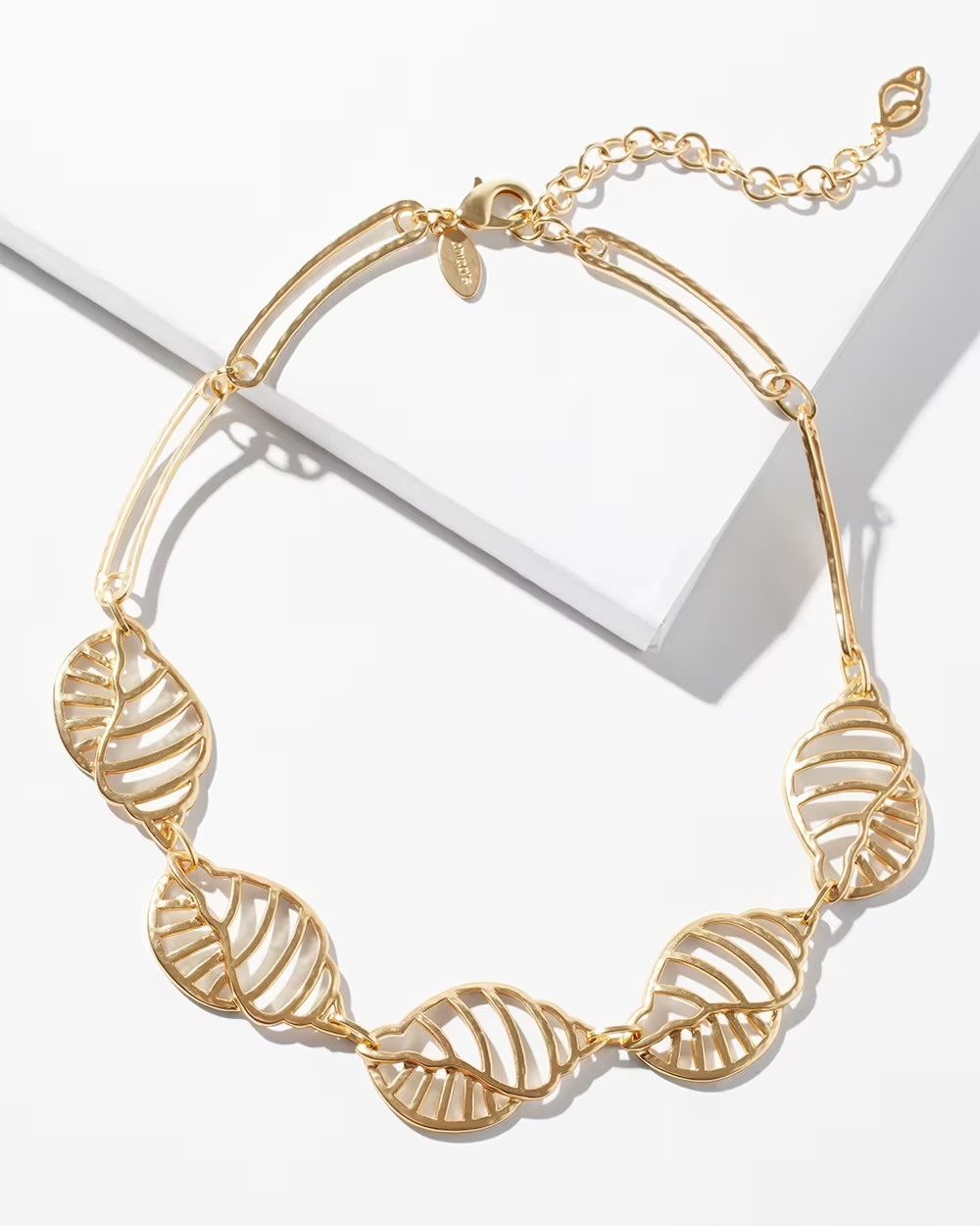 CHICO'S SHELL GOLD TONE BIB NECKLACE
