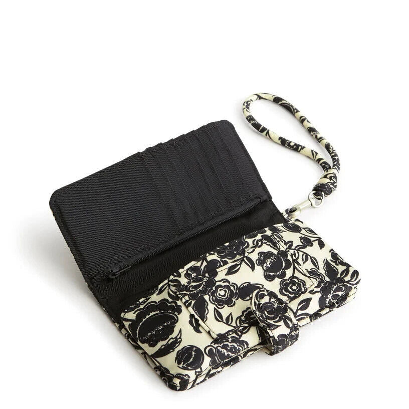 Vera Bradley Phone Wristlet, Bubbly Flowers Black in Nylon Twill