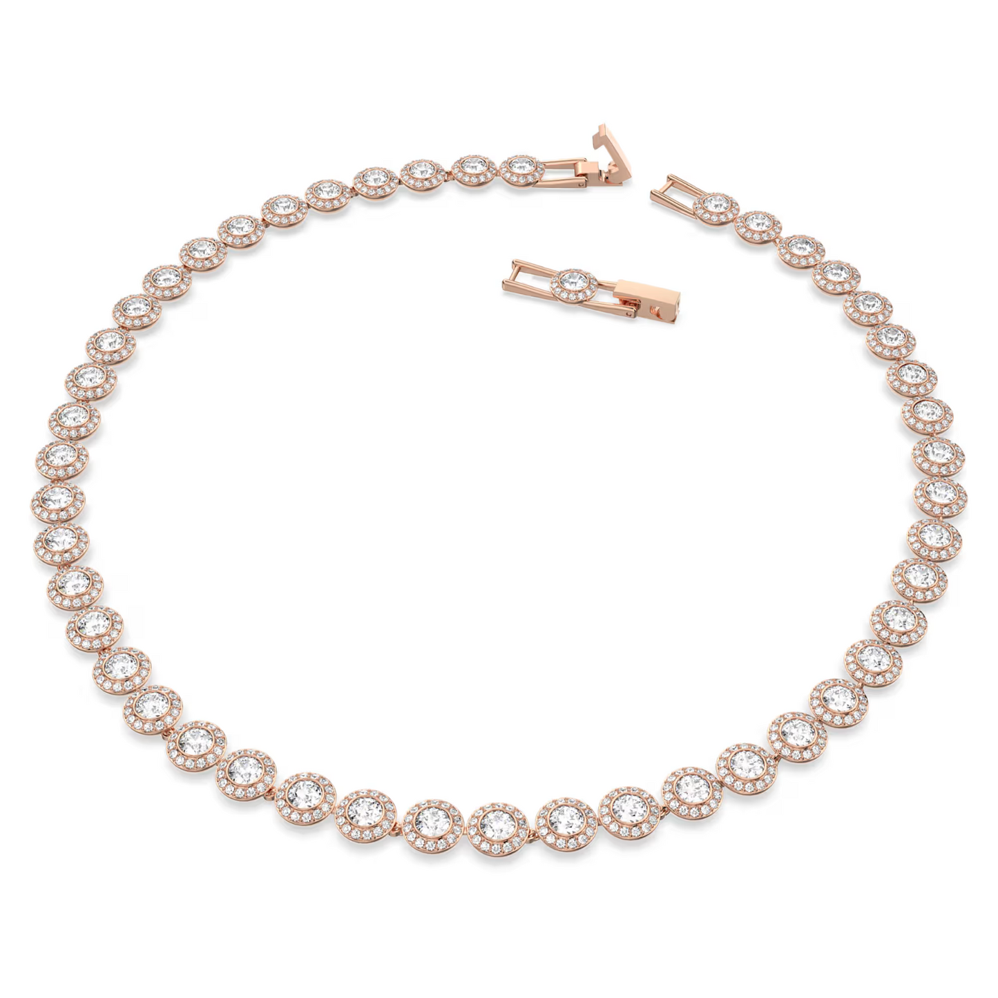 Swarovski Una Angelic Tennis necklace Round cut, White, Rose gold-tone plated