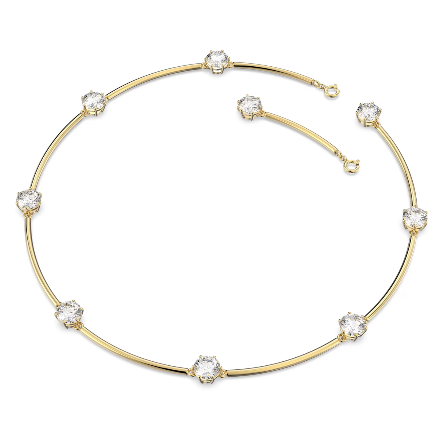 Swarovski Constella choker Round cut, White, Shiny gold-tone plated