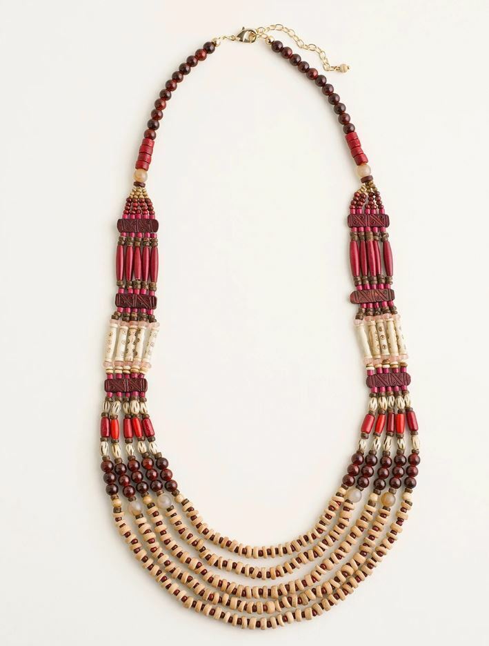 CHICO'S CHERRY-COLORED BIB NECKLACE