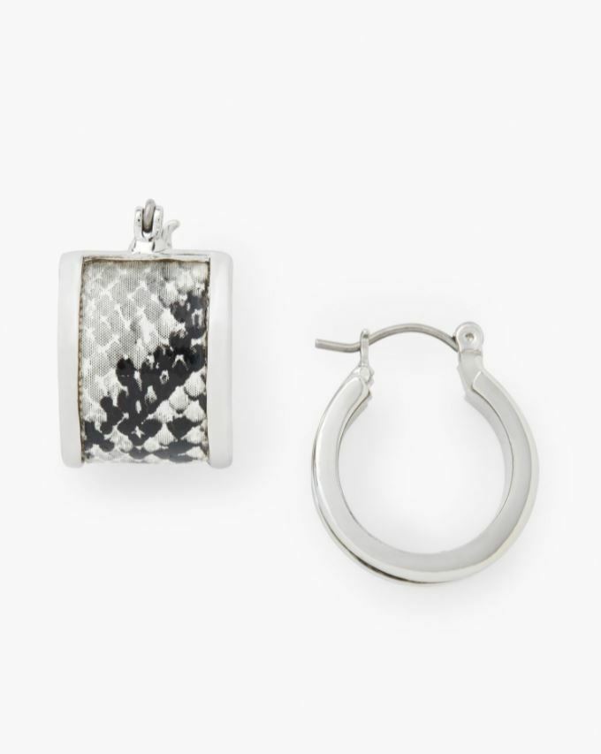 TALBOTS SNAKESKIN INSET HOOP EARRINGS