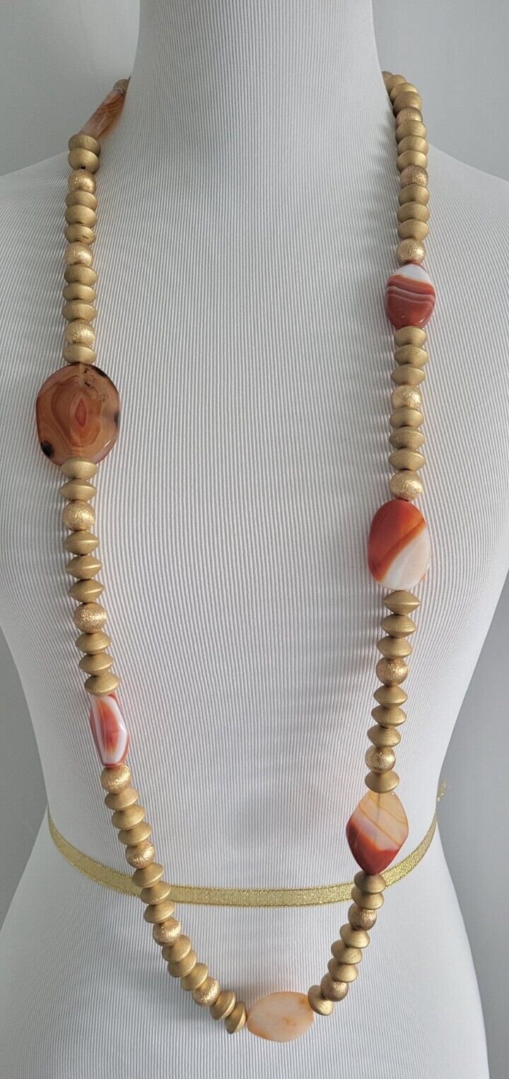 CHICO'S LONG FIERY GOLD-TONE NECKLACE