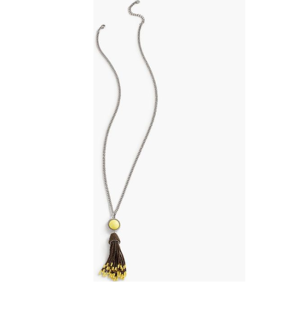 TALBOTS Cabochon & Seed-Bead Tassel Necklace