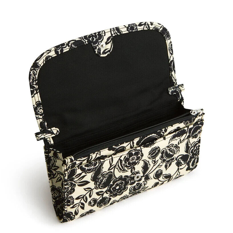 Vera Bradley Crossbody, Bubbly Flowers Black in Nylon twill