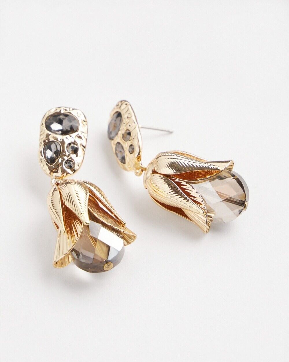 CHICO'S NO DROOP EMBELLISHED TULIP DROP EARRINGS