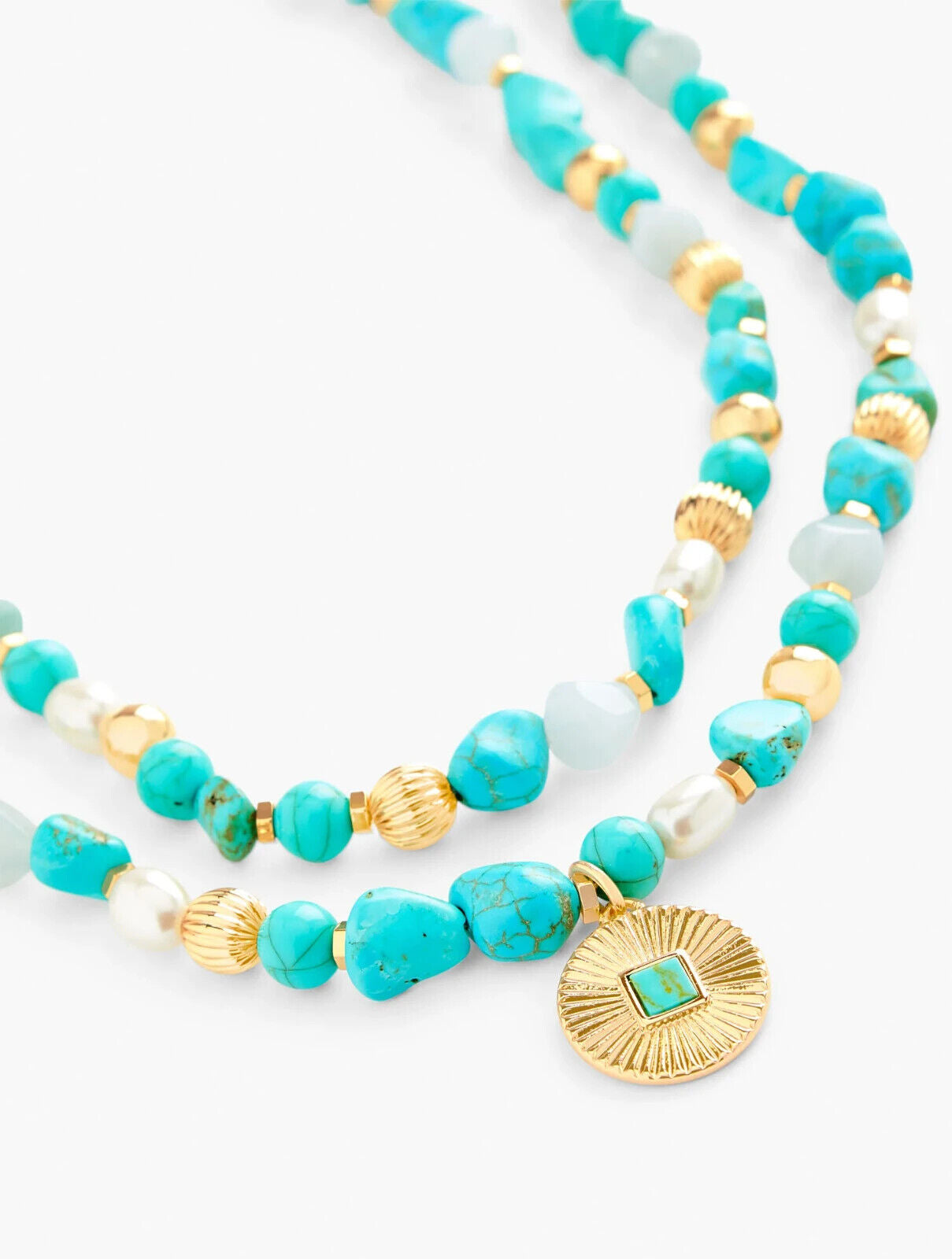 TALBOTS TURQUOISE BLUE LAYERED NECKLACE