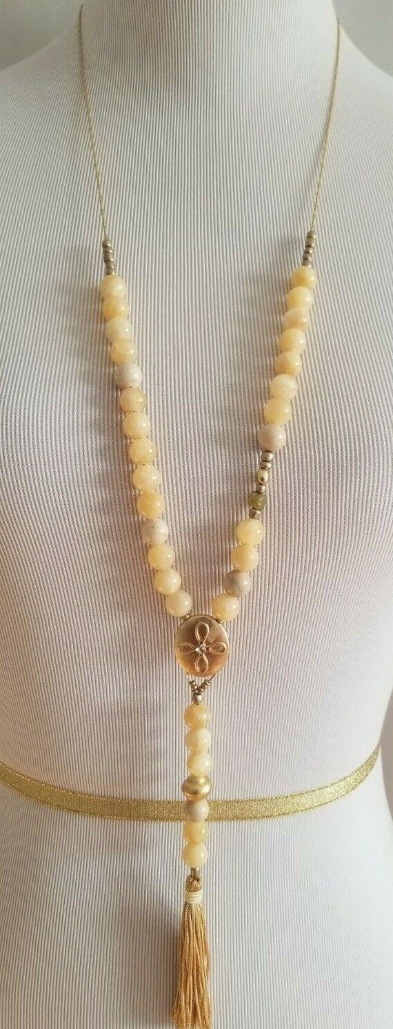 CHICO'S CONVERTIBLE BEADED TASSEL NECKLACE