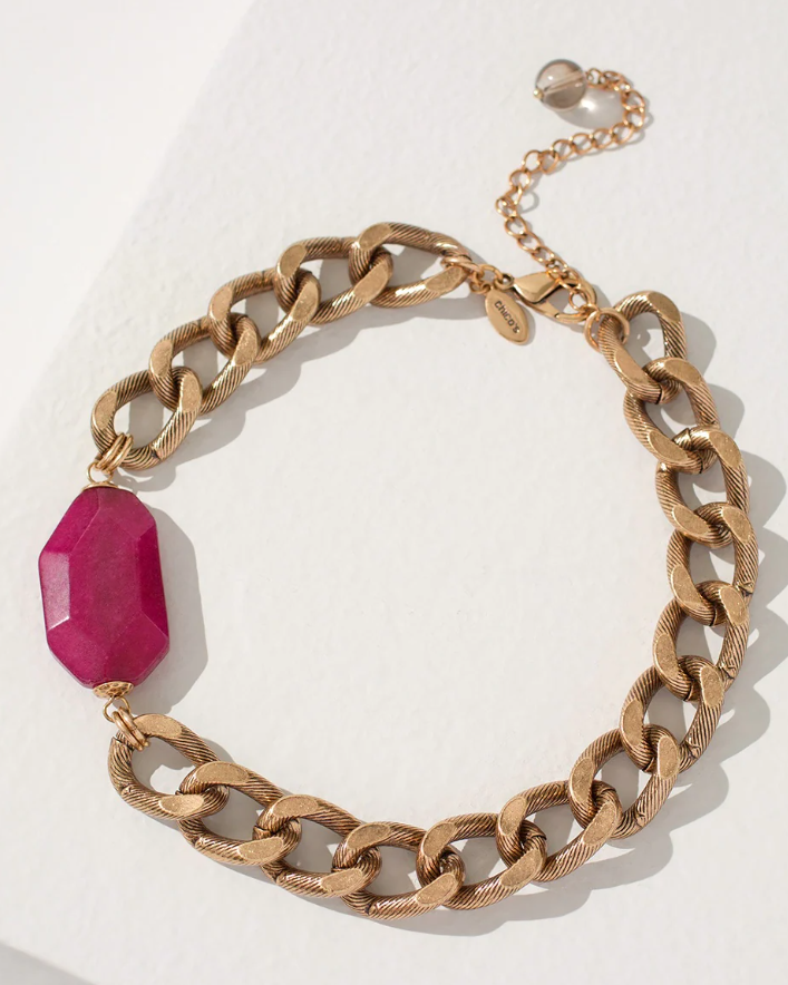 CHICO'S PURPLE STONE BIB NECKLACE