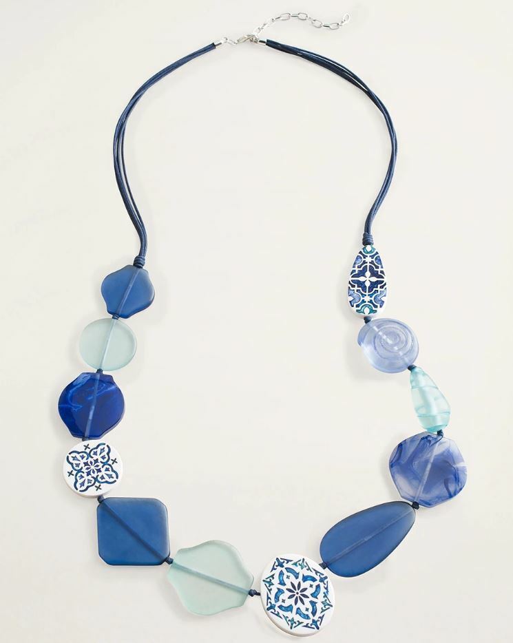 CHICO'S COBALT AND AQUA LONG NECKLACE