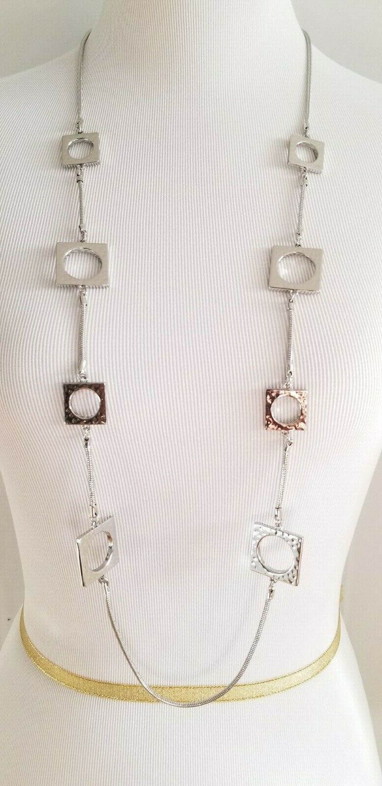 CHICO'S SILVER-TONE SQUARE SINGLE-STRAND NECKLACE