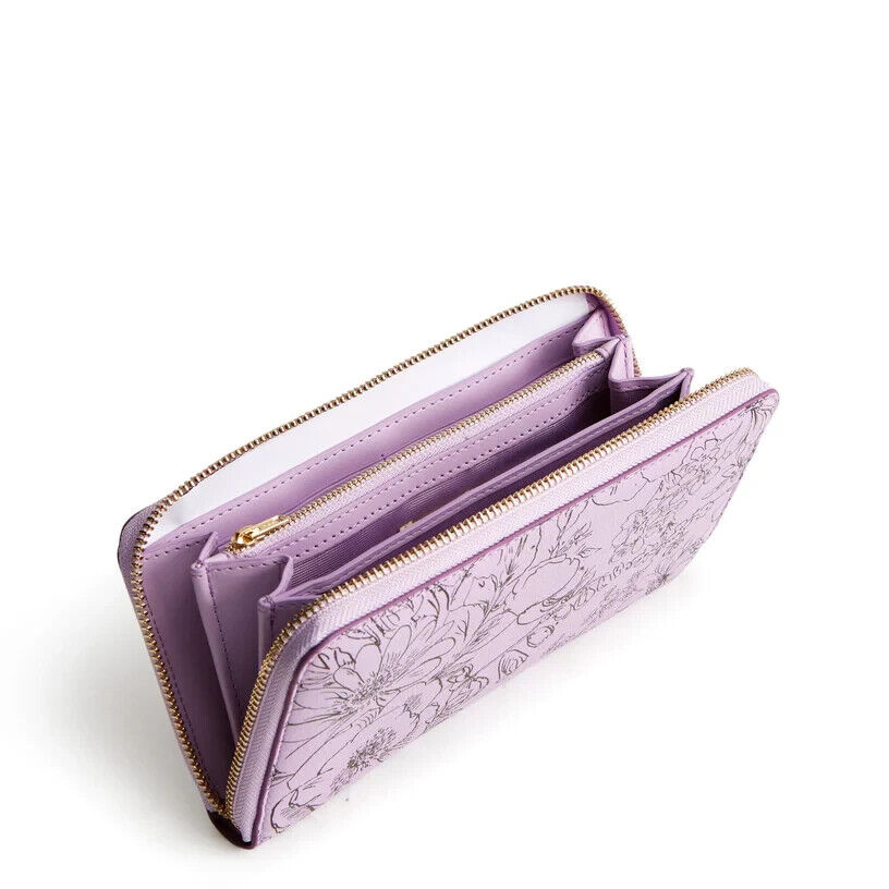 Vera Bradley Continental Wallet, Bloom Lavender Frost in Leather