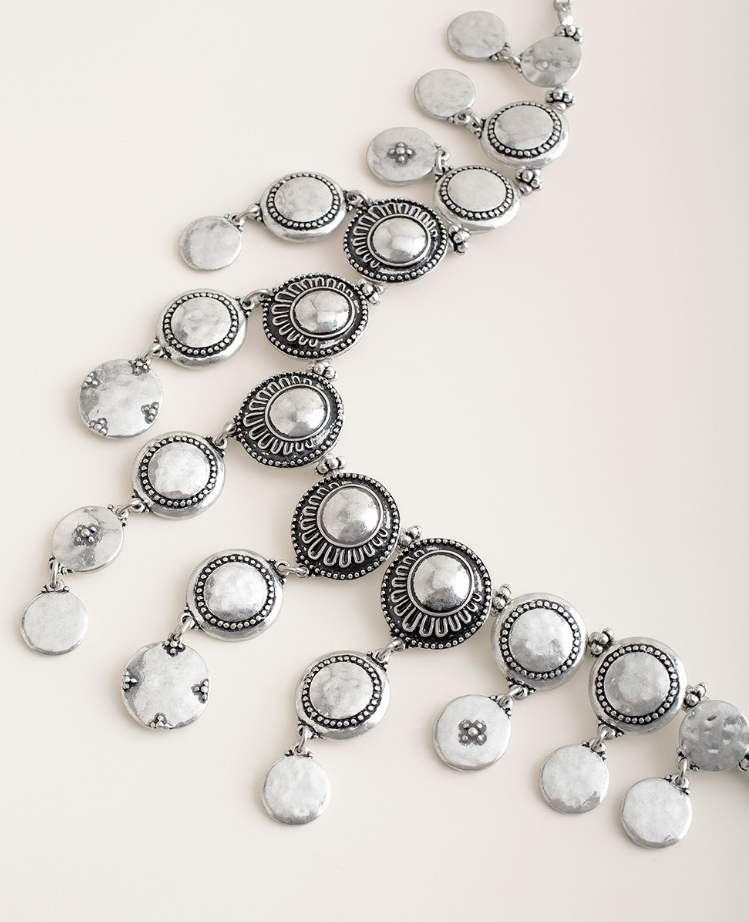 CHICO'S SILVER-TONE CIRCLE BIB NECKLACE