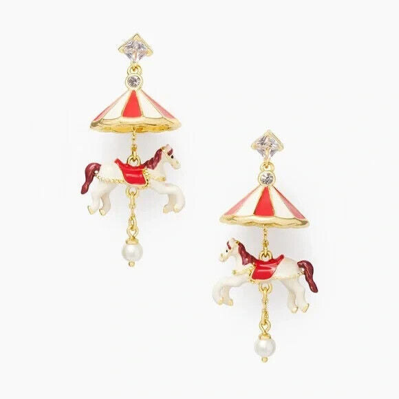 Kate Spade Winter Wonderland 3D Carousel Statement Dangling Earrings