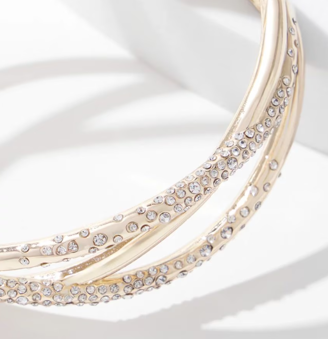 WHITE HOUSE BLACK MARKET GOLD DUSTED PAVE CUFF BRACELET