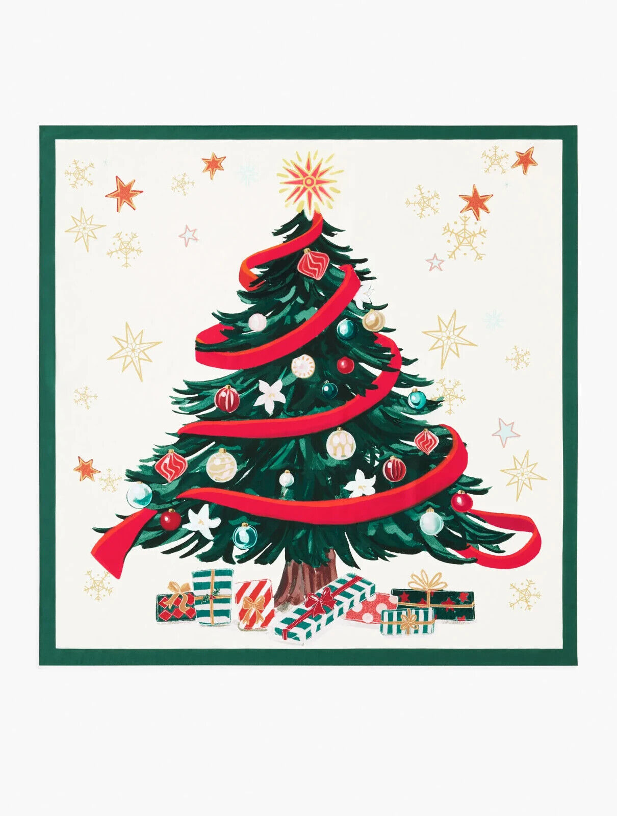 TALBOTS CHRISTMAS TREE SILK SQUARE SCARF