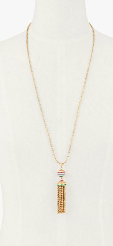 TALBOTS STRIPE TASSEL PENDANT NECKLACE