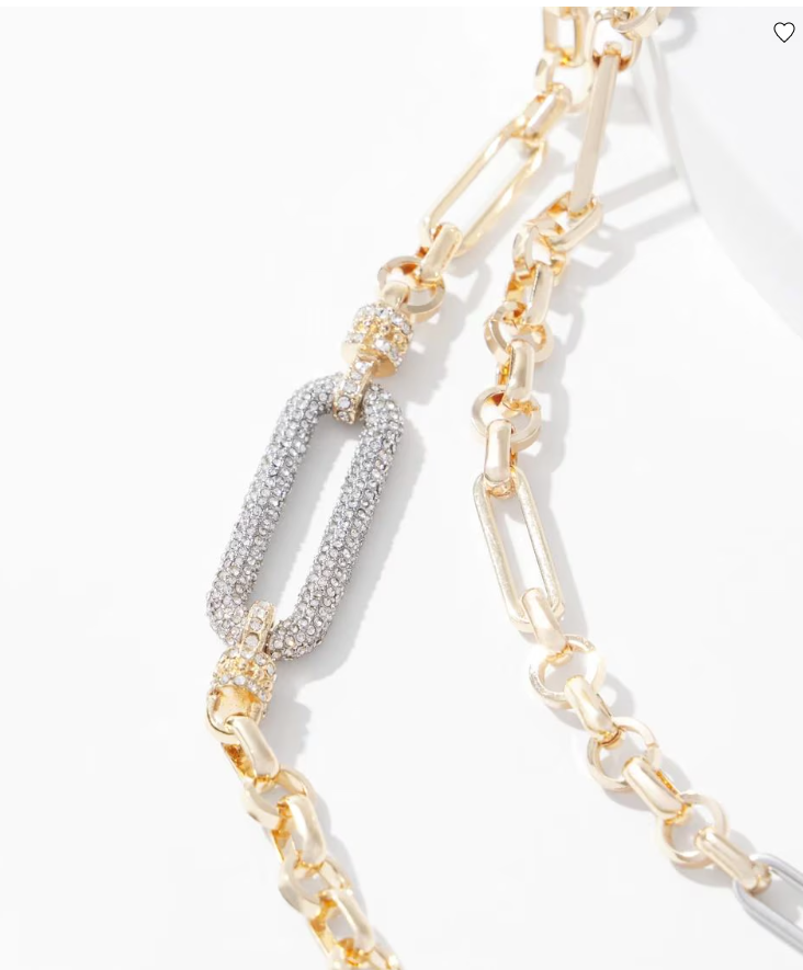 WHITE HOUSE BLACK MARKET MIXED METAL CONVERTIBLE PAVE LINKS NECKLACE