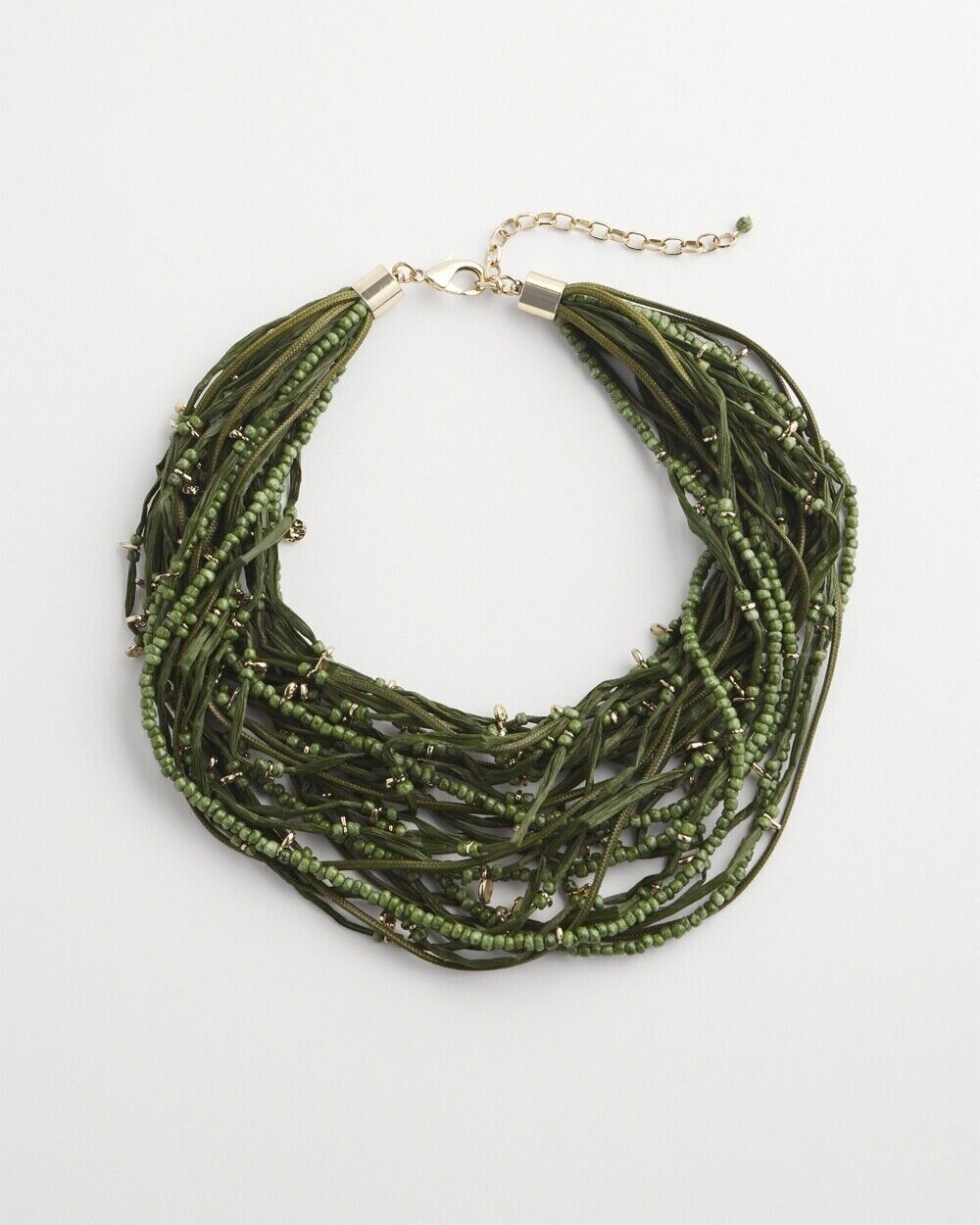 CHICO'S OLIVE RAFFIA NECKLACE