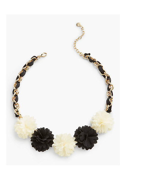 TALBOTS Fabric Flower Statement Necklace