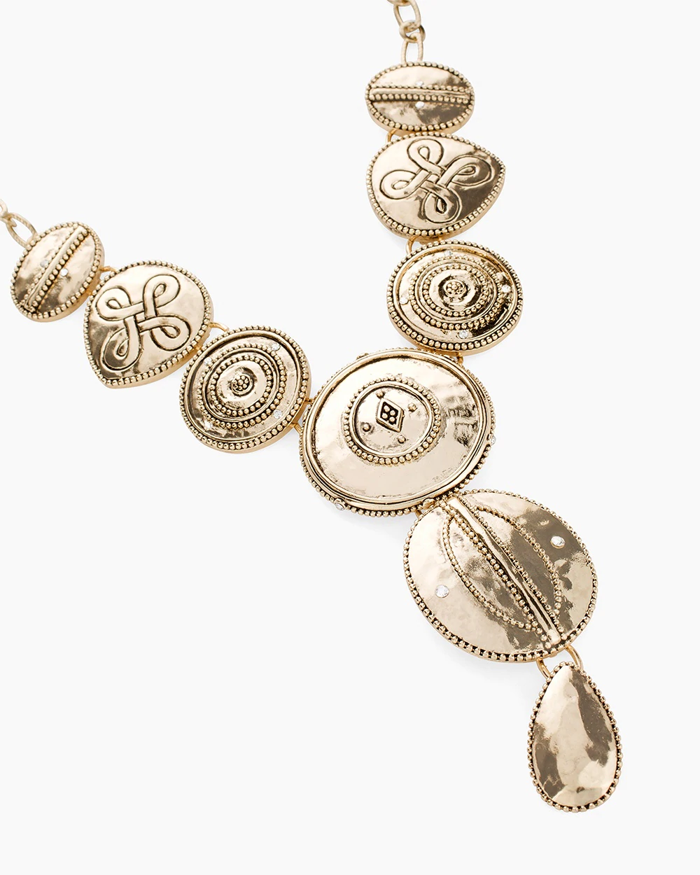 CHICO'S GOLD-TONE ARTISAN BIB NECKLACE