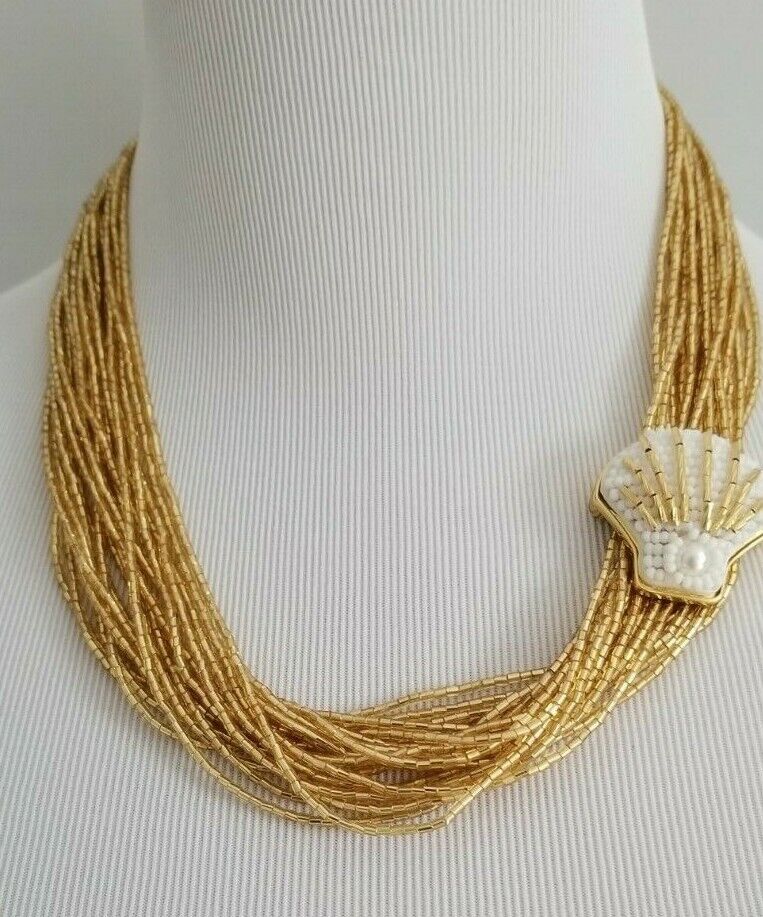 TALBOTS BEADED SHELL TORSADE NECKLACE